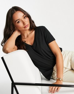 Черная футболка с V-образным вырезом Vero Moda-Черный