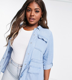 Голубая куртка из ткани шамбре в утилитарном стиле Vero Moda Curve-Голубой