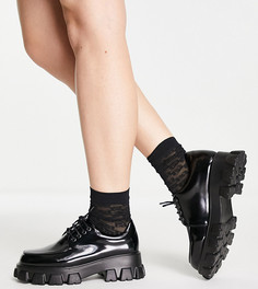 Черные ботинки на толстой подошве со шнуровкой Glamorous Wide Fit-Черный