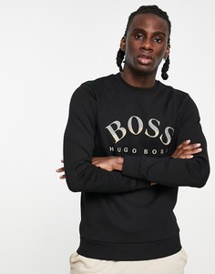 Черный свитшот узкого кроя с большим логотипом BOSS Athleisure Salbo 1