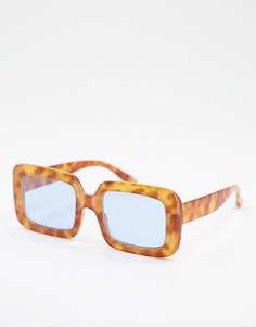 Массивные солнцезащитные очки из переработанных материалов в черепаховой оправе с синими стеклами в стиле 70-х ASOS DESIGN-Коричневый цвет