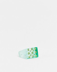 Зеленое пластиковое кольцо с кристаллами ASOS DESIGN-Зеленый цвет