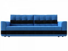 Диван прямой Честер Велюр Голубой Черный Bravo