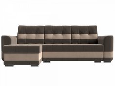 Диван угловой Честер левый Велюр Коричневый Бежевый Bravo