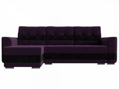 Диван угловой Честер левый Велюр Фиолетовый Чёрный Bravo