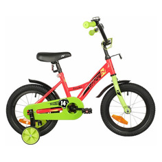 Велосипед NOVATRACK Strike (2022), городской (детский), рама 14", колеса 14", красный/зеленый, 8.6кг [143strike.rd22]
