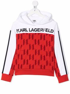 Karl Lagerfeld Kids худи в стиле колор-блок с монограммой