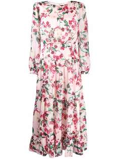 Saloni шелковое ярусное платье Isabel с цветочным принтом