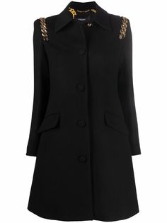 Versace расклешенное шерстяное пальто Chain