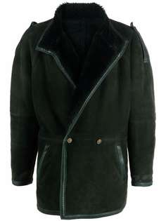 Versace Pre-Owned двубортное пальто из овчины 1980-х годов