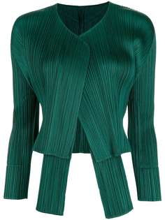 Pleats Please Issey Miyake плиссированный кардиган с V-образным вырезом