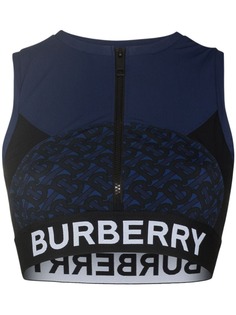 Burberry спортивный бюстгальтер на молнии с монограммой