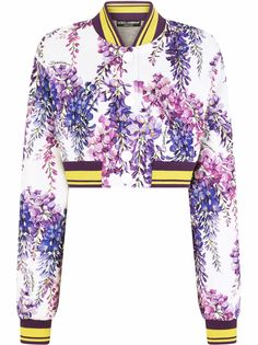Dolce & Gabbana укороченный бомбер с цветочным принтом