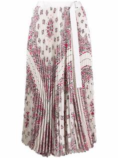 sacai юбка миди с принтом и складками