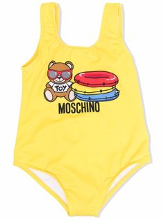 Moschino Kids купальник с U-образным вырезом и логотипом