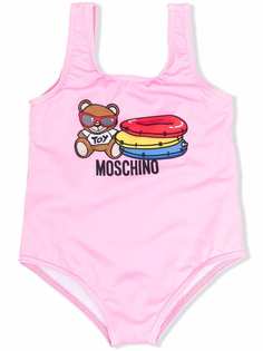 Moschino Kids купальник с U-образным вырезом и логотипом