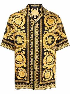 Versace шелковая рубашка с принтом Barocco