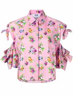MSGM рубашка с цветочным принтом и вырезами