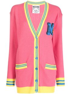 Moschino кардиган с нашивкой-логотипом