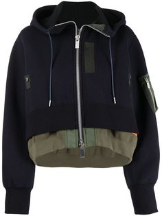 sacai укороченное худи на молнии