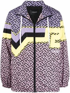 Versace легкая куртка с капюшоном и узором Greca