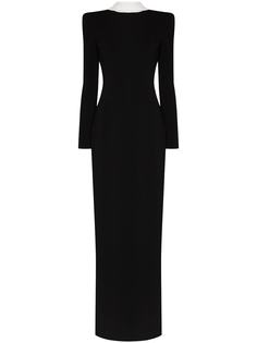 Mônot open-back contrast-trim evening gown