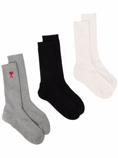 AMI Paris комплект из трех пар носков с вышитым логотипом