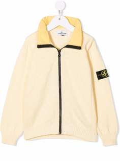 Stone Island Junior кардиган на молнии с нашивкой-логотипом