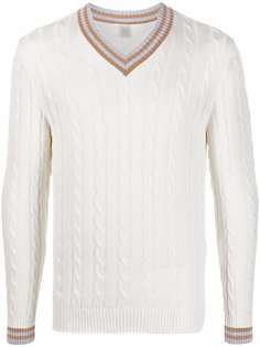 Eleventy джемпер фактурной вязки с отделкой в полоску