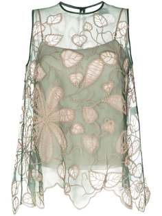Biyan sheer floral cut-out blouse