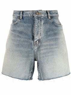 Saint Laurent джинсовые шорты с необработанным краем