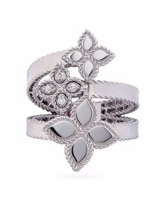 Roberto Coin кольцо Princess Flower из белого золота с бриллиантами