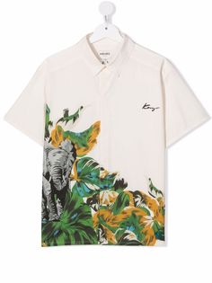 Kenzo Kids рубашка с короткими рукавами и графичным принтом