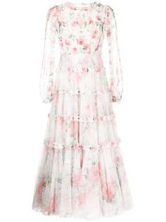 Needle & Thread платье из тюля с цветочным принтом