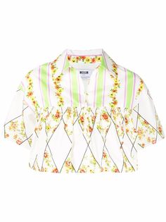 MSGM укороченная рубашка с цветочным принтом