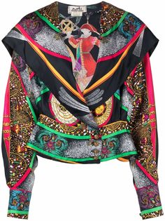 Hermès блузка с принтом 1980-х годов Hermes