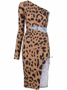 Atu Body Couture платье на одно плечо с леопардовым принтом