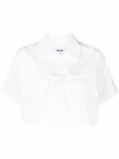 MSGM укороченная блузка с цветочной вышивкой