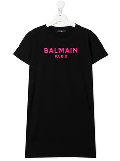 Balmain Kids платье-футболка с вышитым логотипом
