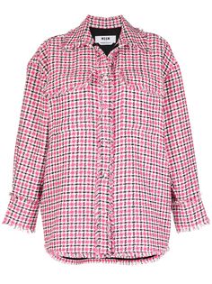 MSGM куртка в клетку с бахромой