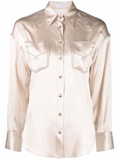 Brunello Cucinelli рубашка Western из смесового шелка
