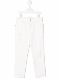 Ermanno Scervino Junior прямые джинсы с цветочной аппликацией