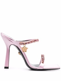 Versace атласные мюли со стразами