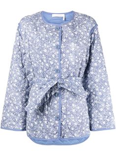 See by Chloé стеганая куртка с цветочным принтом