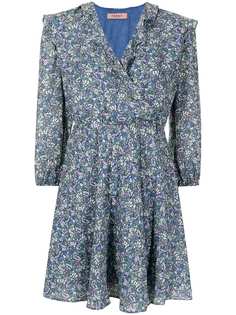 TWINSET платье мини с оборками и цветочным принтом