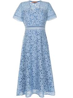 TWINSET кружевное платье миди с цветочным узором