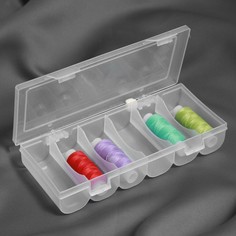 Органайзер для ниток, 6 отделений, 19,5 × 9,5 × 3,3 см, цвет прозрачный Арт Узор