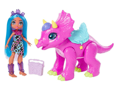 Кукла Mattel Cave Club Вечеринка с динозаврами Телла и трицератопс GXP20
