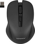 Мышь беспроводная с бесшумным кликом Sonnen V18, USB, 800/1200/1600 dpi, 4 кнопки, черная, 513514