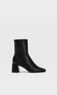 Stradivarius Ботильоны На Среднем Каблуке С Эластичным Голенищем Черный 39